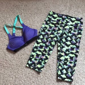 Yoga capris and matching cross back sports bra